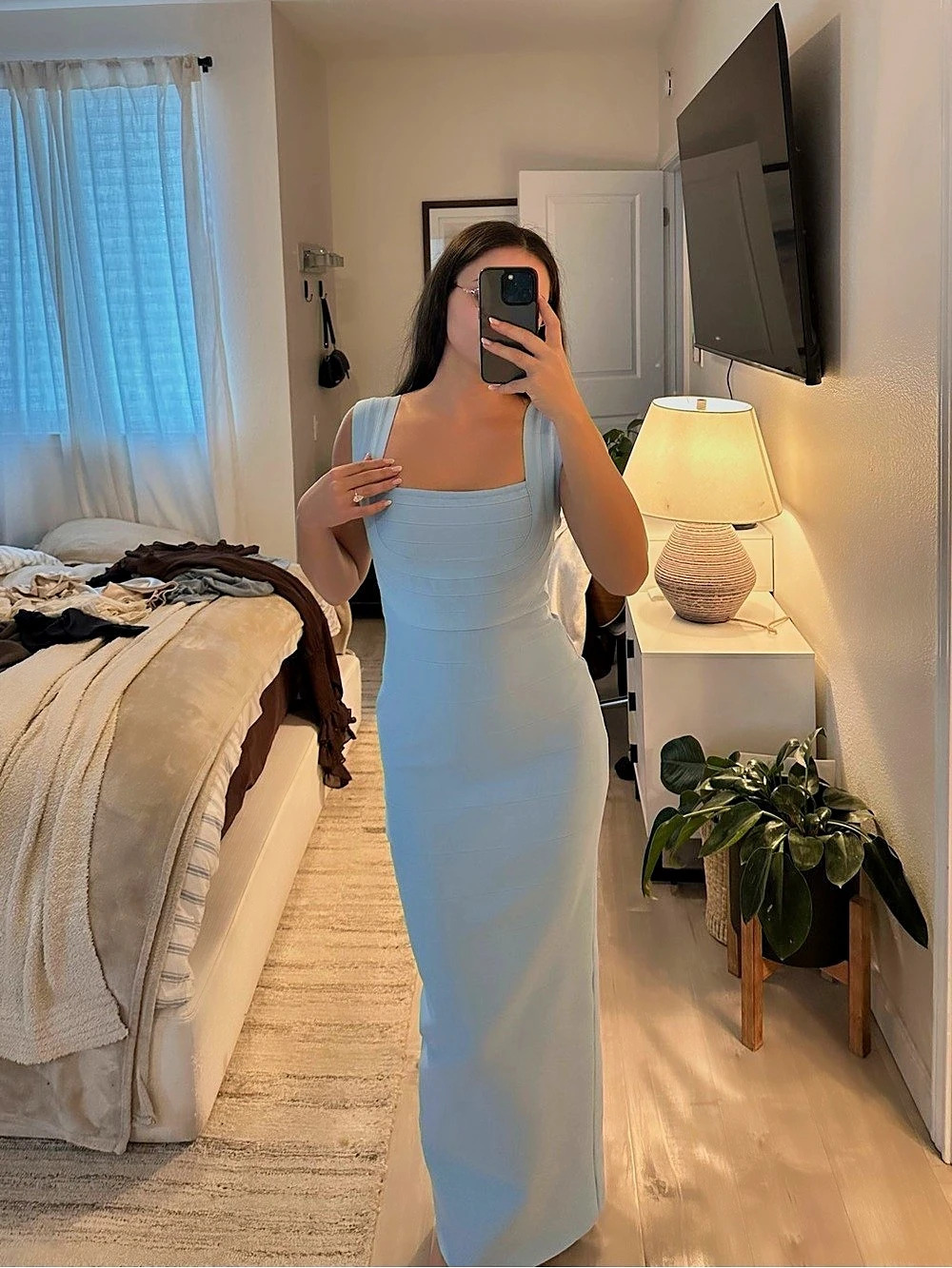 Elliatt Fiona Fitted Maxi Dress Blue XS